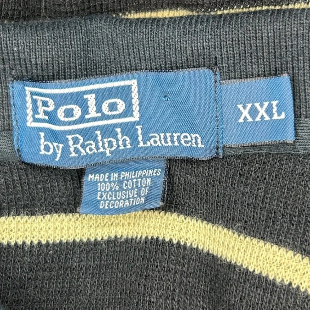 Polo Ralph Lauren Knit Polo Short Sleeve Shirt XXL Black Yellow Stripe Cotton